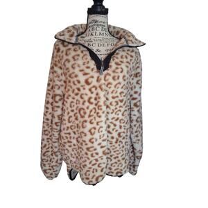 Simply southern women's XL 1/4 zip Leppard print jacket